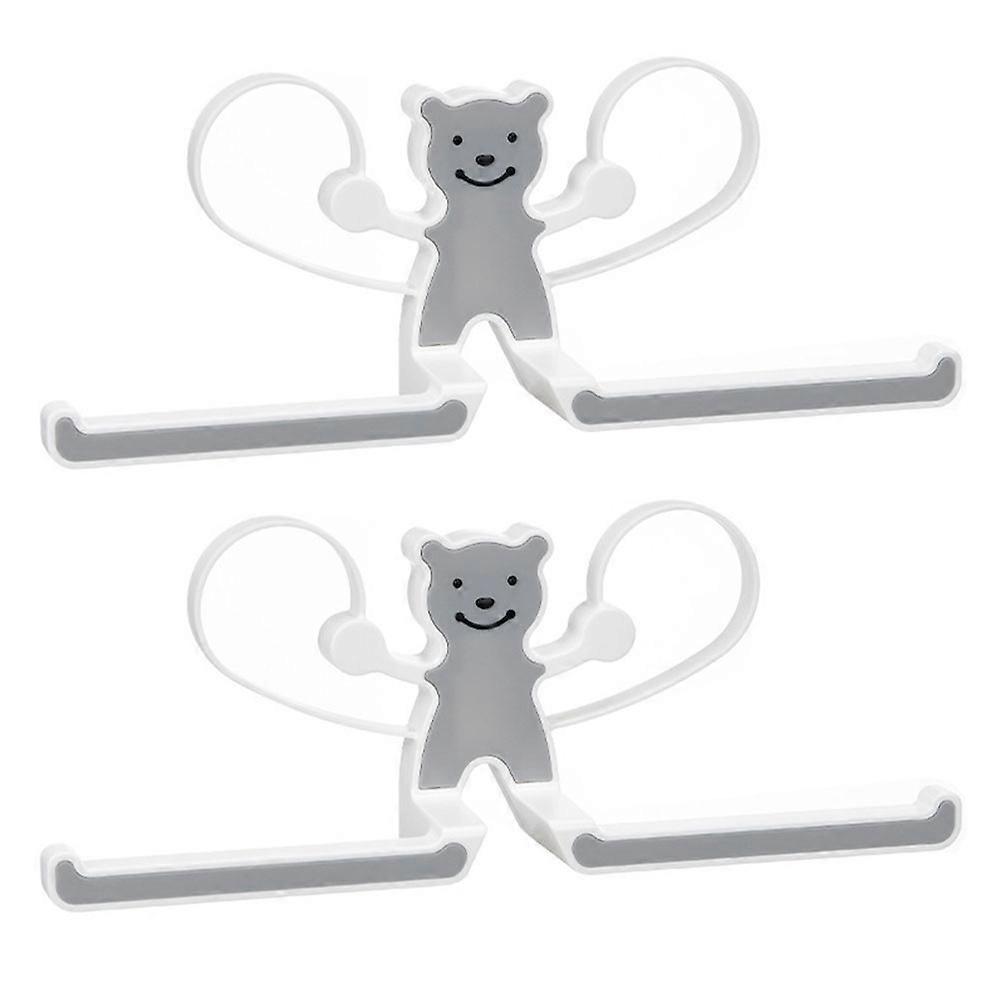 Punching Free Towel Holder 2Set For Bathroom Accessories Grey Modern Style Easy Storage
