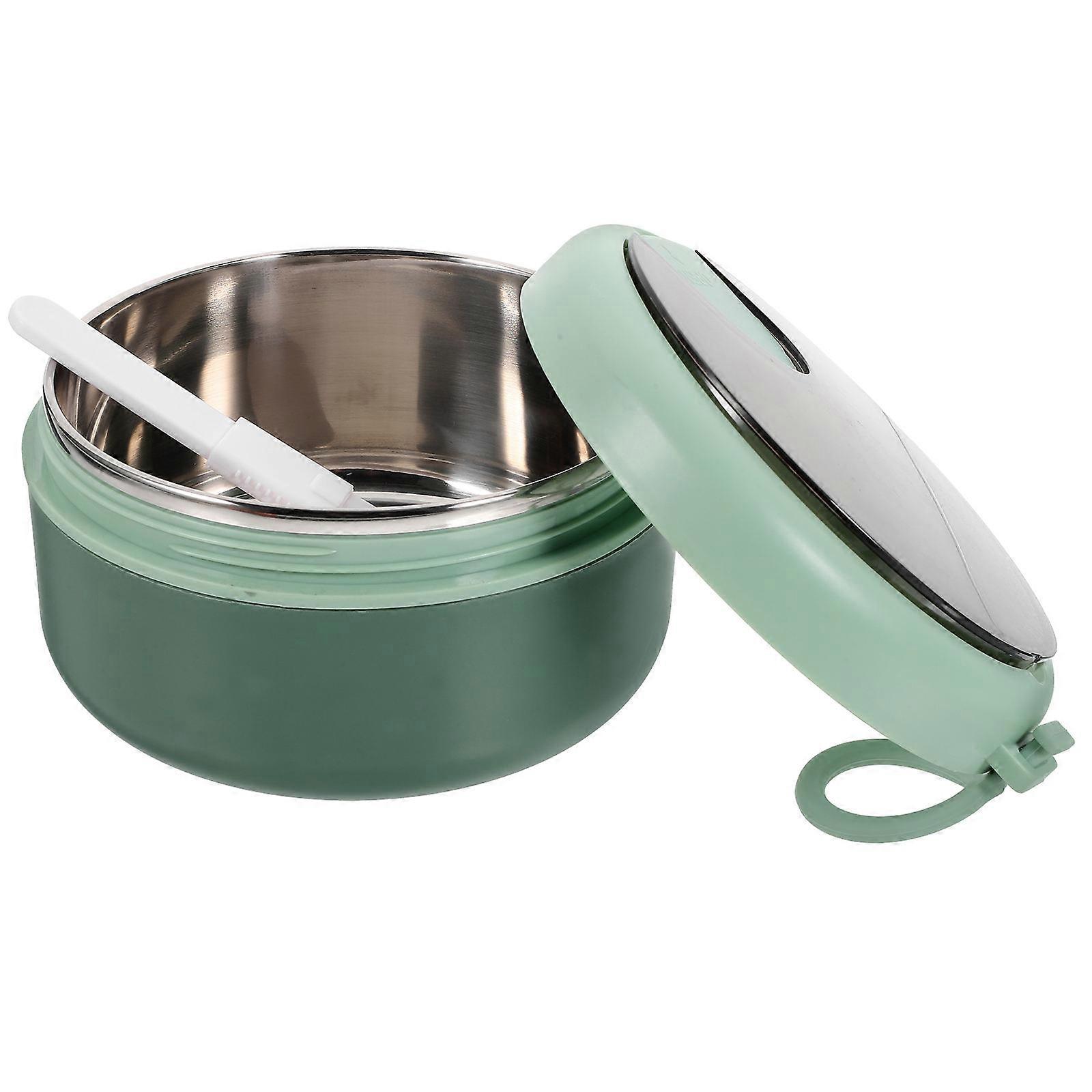 Green Leak Proof Lunch Box for Storage Use Made of PP and Stainless Steel with Spoon Portable Design 450ml