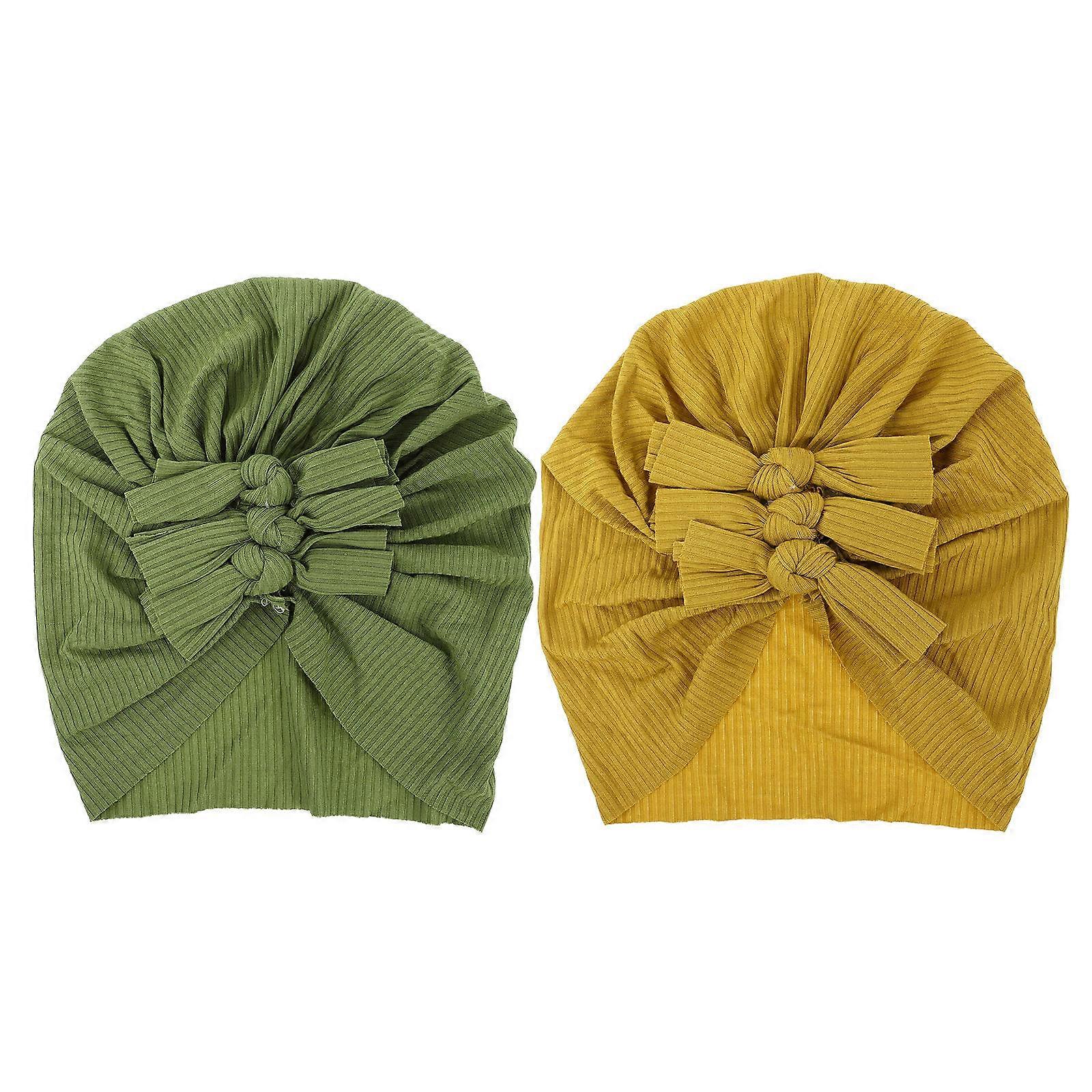 Toddler Hats Baby Hats For Girls Elastic Fabric Green 19x18x0.5cm Comfortable Wear Daily Life 2Pcs