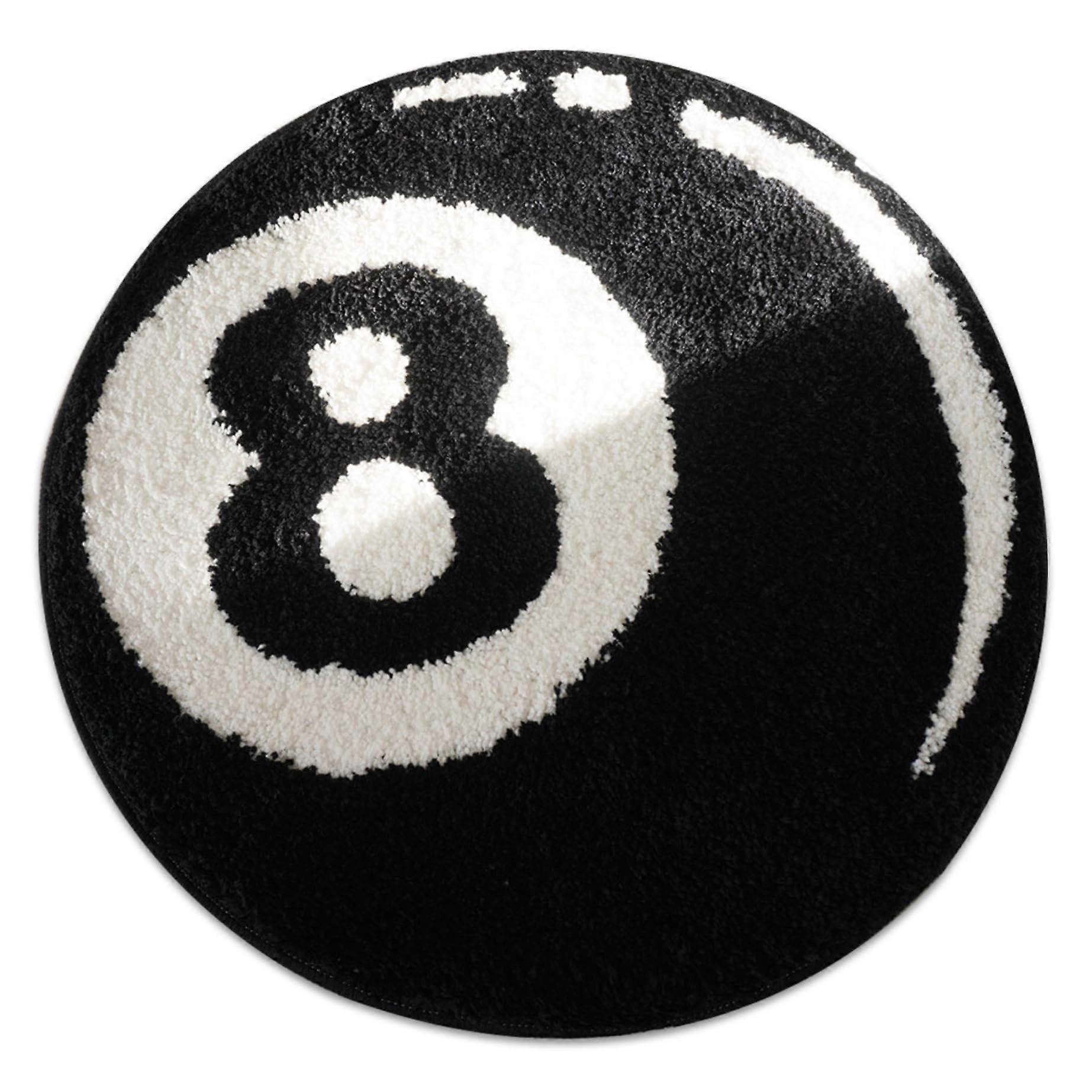 8 Ball Rug 24-Inch Round, Soft and Absorbent, Non-Slip Backing Area Rug for Bedroom, Eight Ball Pattern