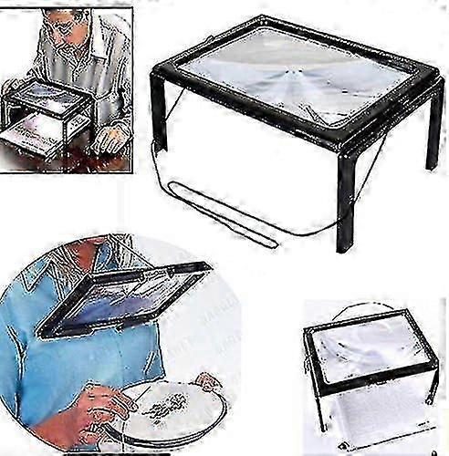 LED Reading Magnifier with Stand, A4 Full Page on Stand Hanging Rope 4 Hands-Free Light 3X Magnifying Glass