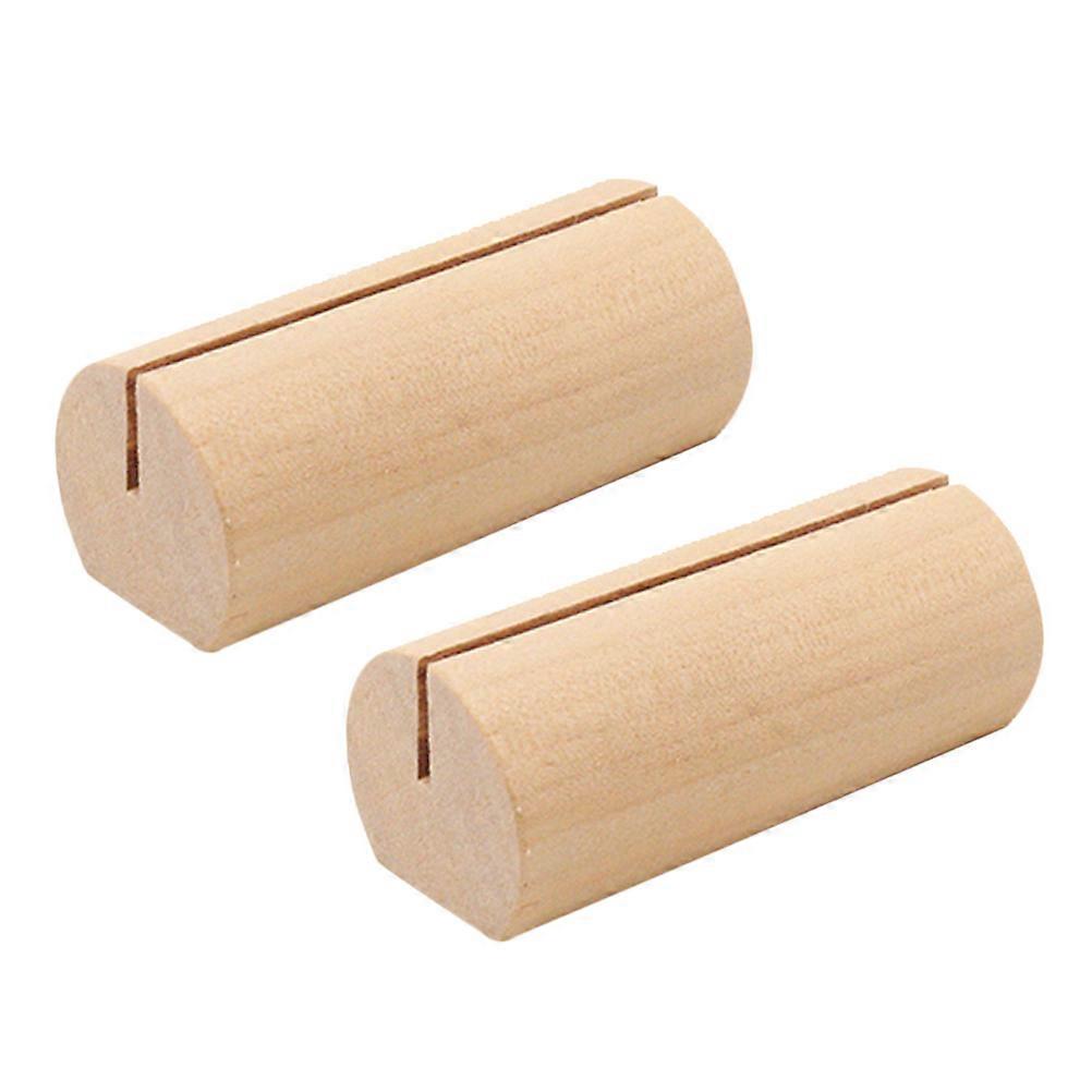 Wooden Cylindrical Memo Holder Business Card Photo Stand with Flat Base for Wedding Table Numbers Restaurant Menus Office Display