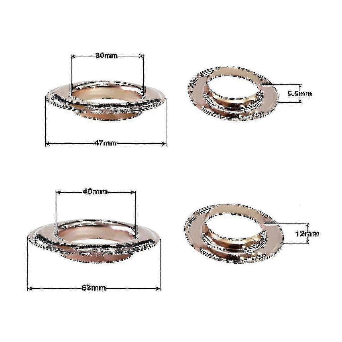 30mm Rust Proof Brass Eyelets, Grommets & Washers - Pack of 10 Rose Gold for Crafting & DIY Projects
