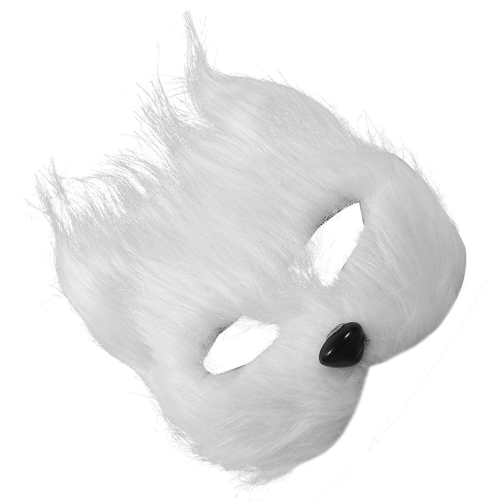 White ABS Fox Mask for Decoration Lightweight with Workmanship 7.8 Inches