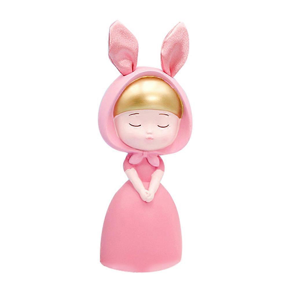 Resin Bunny Girl Statue Tabletop Decoration for Home Office in Pink Color Featuring Workmanship 1Pack