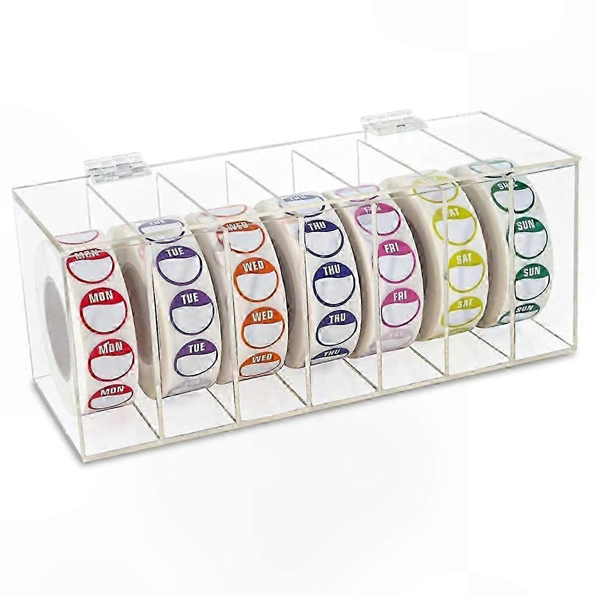7-Slot Acrylic Weekly Label Organizer with Lid for Daily Use