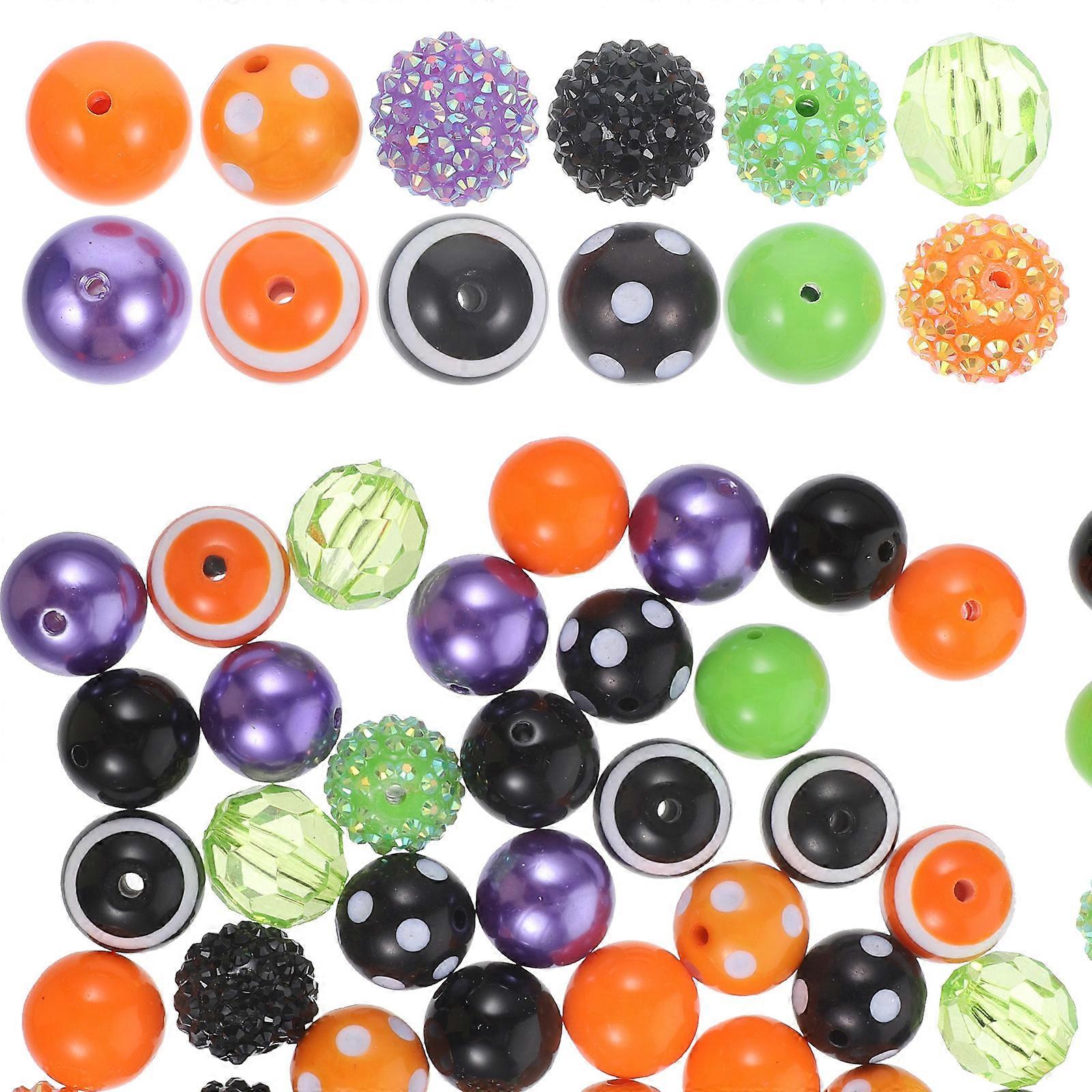 Halloween Beads 50Pcs Assorted Color Acrylic Beads Ideal For DIY Projects Round Smooth Surface Great For All Ages