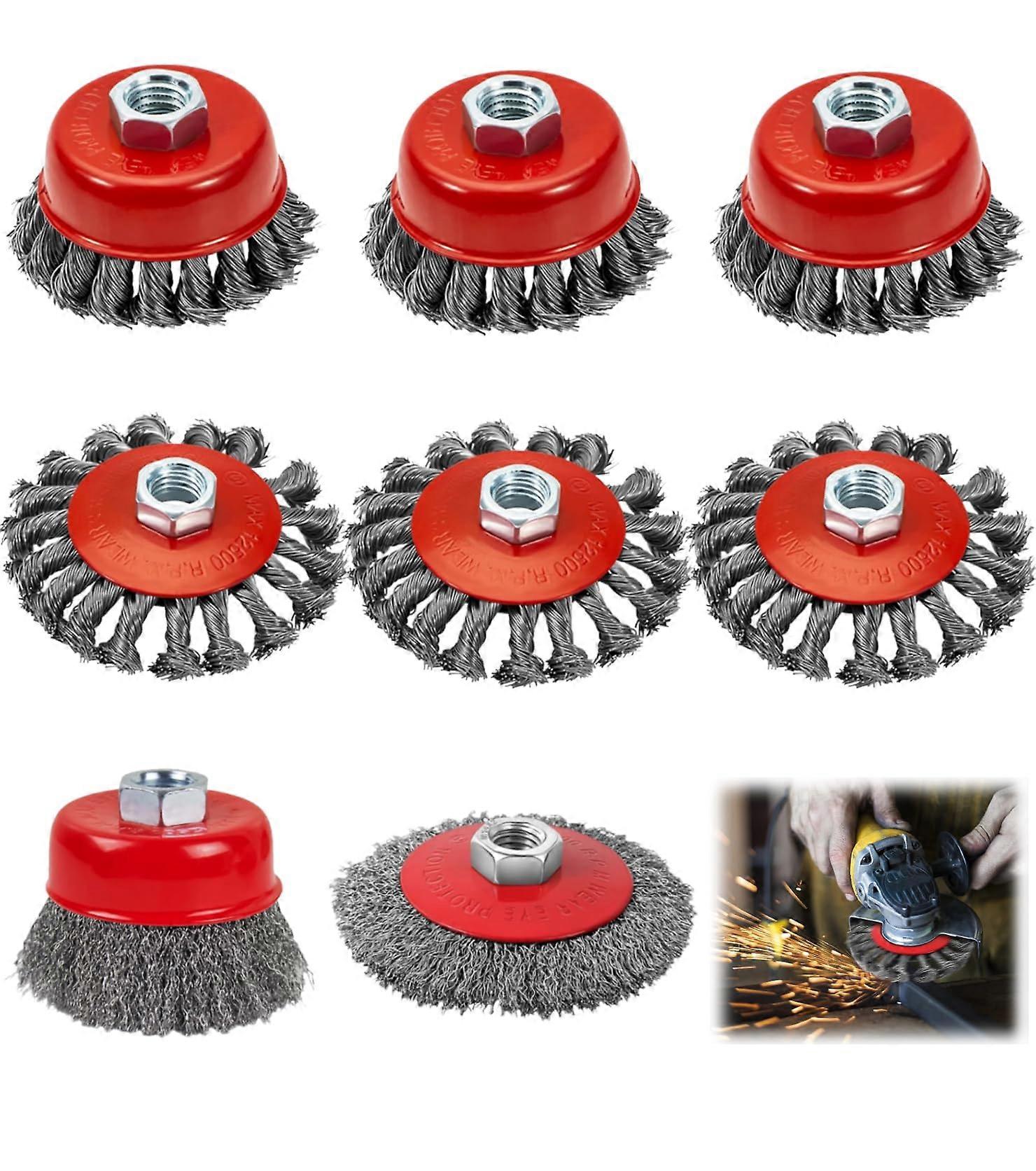 8 pieces angle grinder wire brush, M14x2 thread, diameter 80  120 mm, for cleaning, rust removal