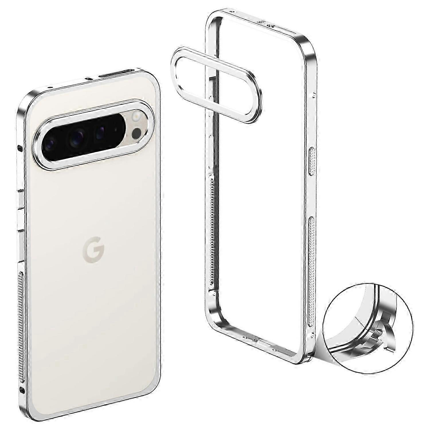 For Google Pixel 9 Pro XL Bumper Cases Metal Frame Heat Dissipation Cover with Lens Protector