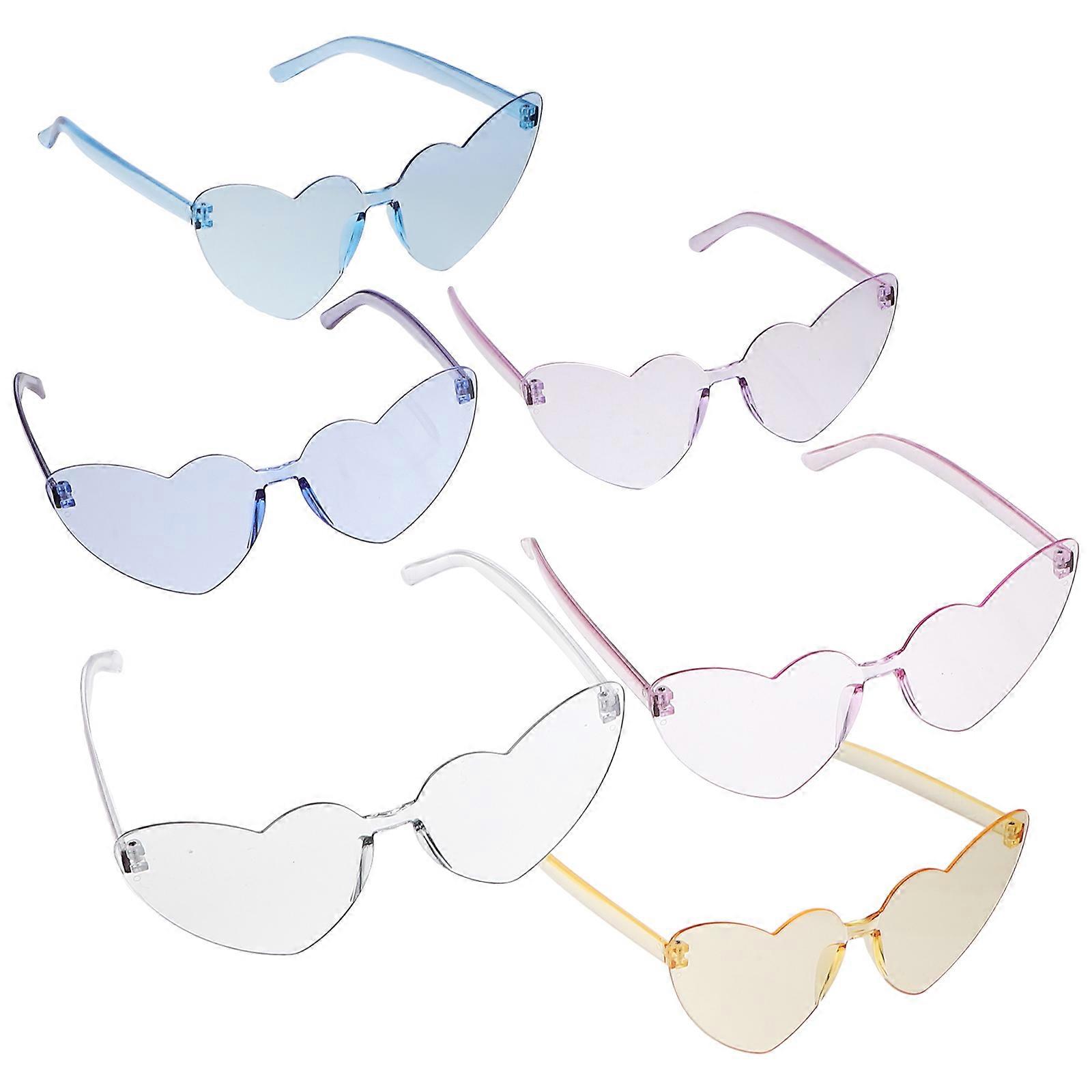 a refined and engaging product description for your **6pcs Heart Rimless Sunglasses**:
### π 6pcs Heart Rimless Sunglasses for Women β Fun &