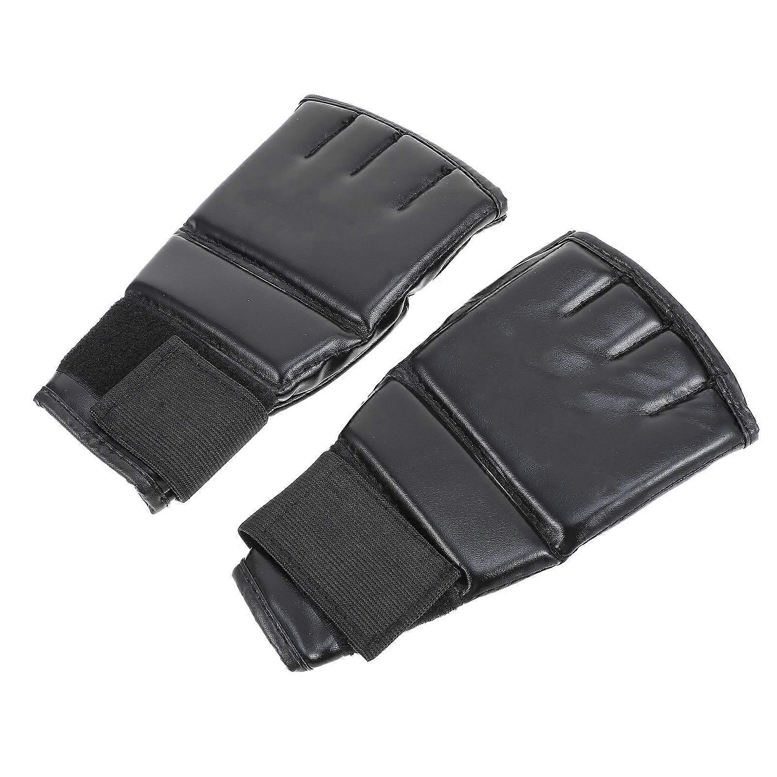 Black Training Gloves for Sports Use with PU Material and Half-finger Design 1 Pair