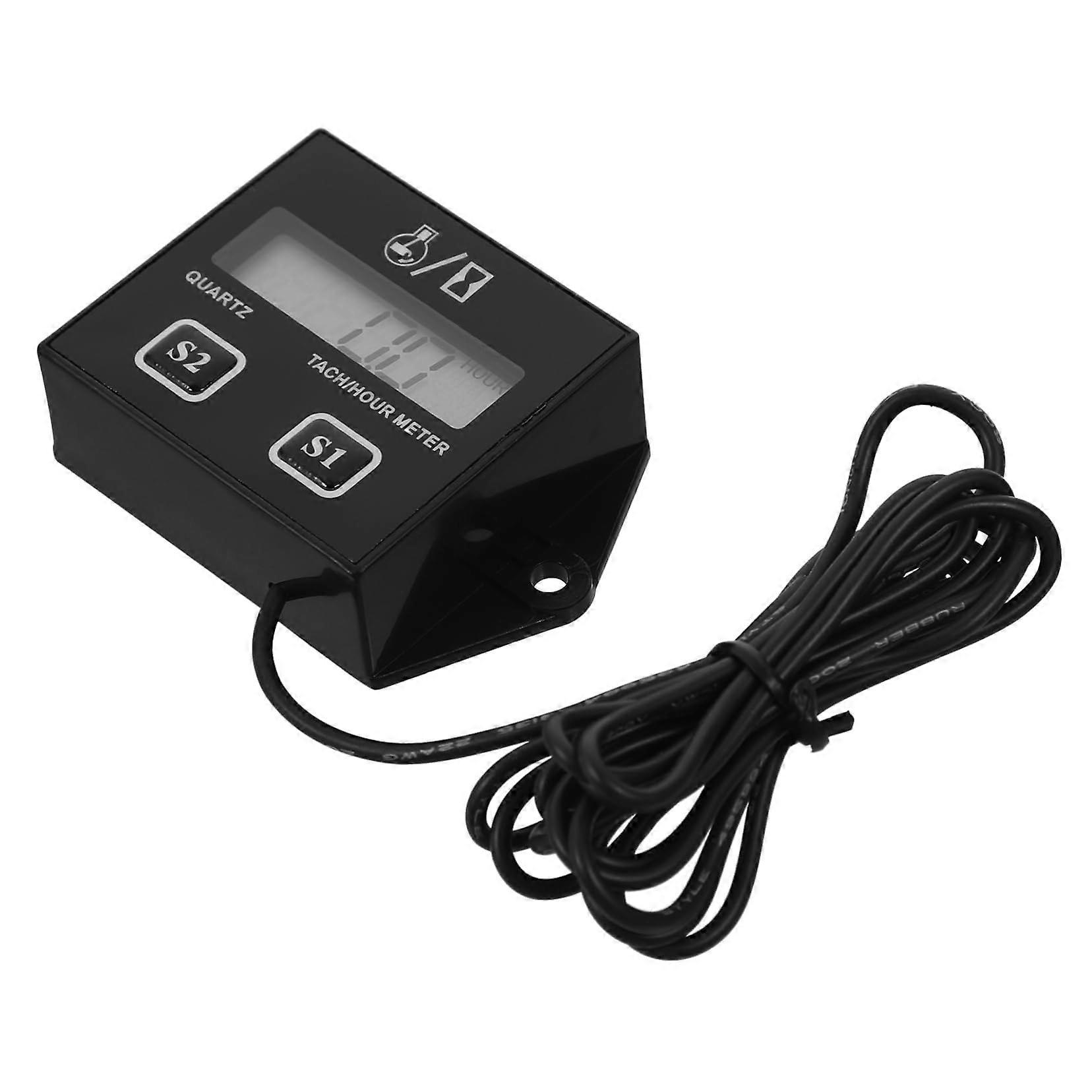 Motor Tachometer Set for Lawnmower, Chainsaw, ATV - RPM Meter, Pulse Speedometer, ABS Black, Durable Design