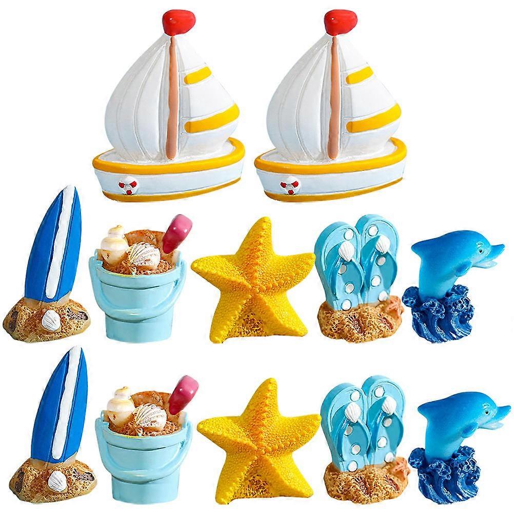 Nautiska hartsfigurer för sovrumsprydnad Diverse färgform harts 12st