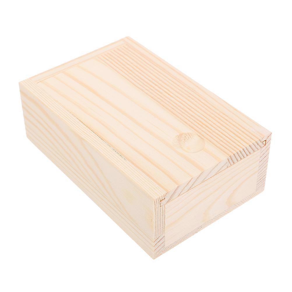 Khaki Wooden Box with Sliding Lid for Home Use Lightweight Portable and Wood Storage Box 7.5 x 5.5 x 3 Inches