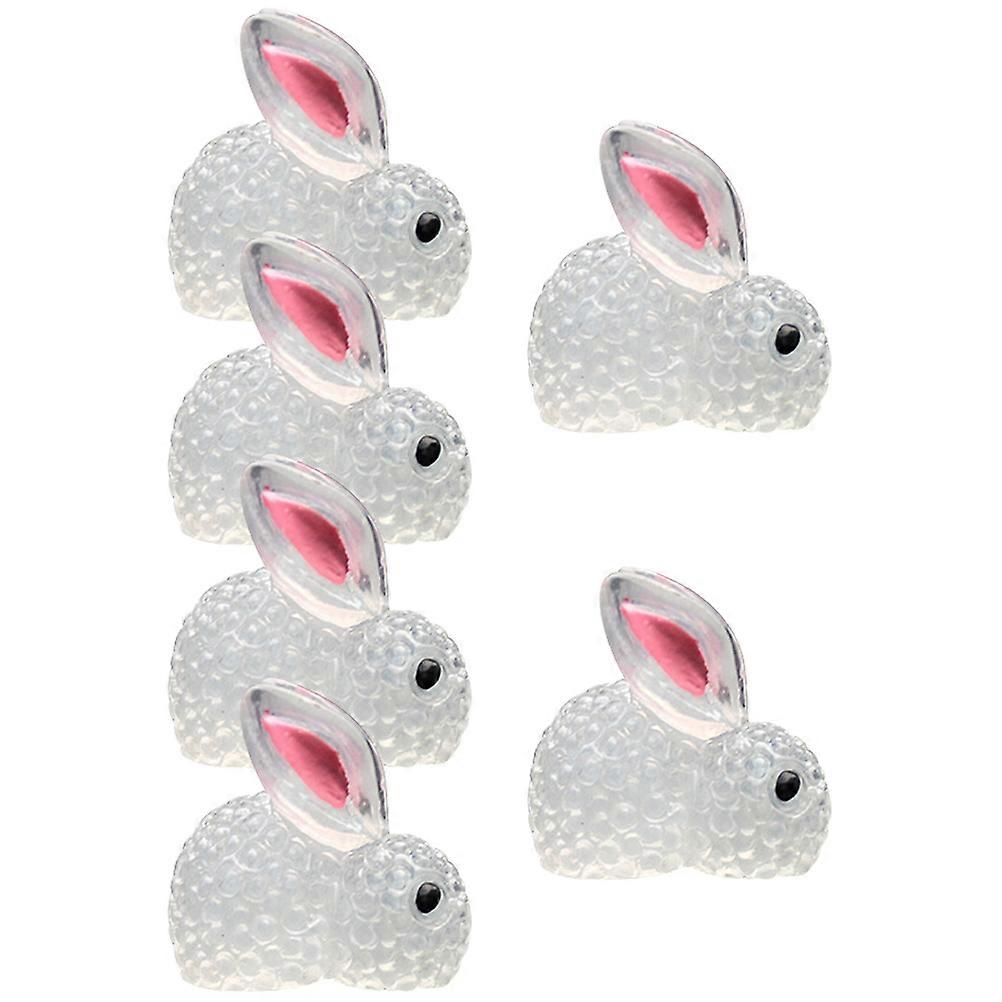 Tiny Rabbit Decor 6Pcs Luminous Resin Craft For Car And Desktop Decoration Cartoon Appearance Design