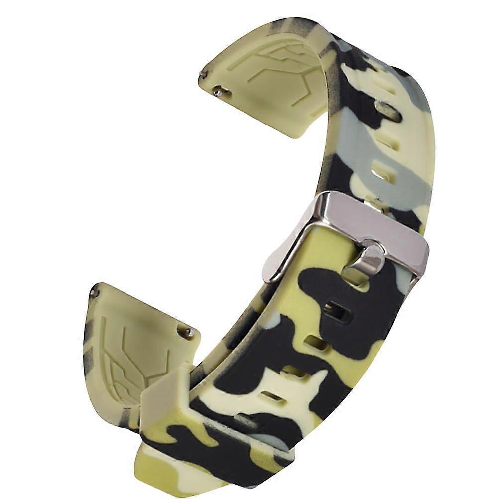 Green Camouflage Watch Strap Made of Premium Silicone for Decor Compatible with Huawei 20mm