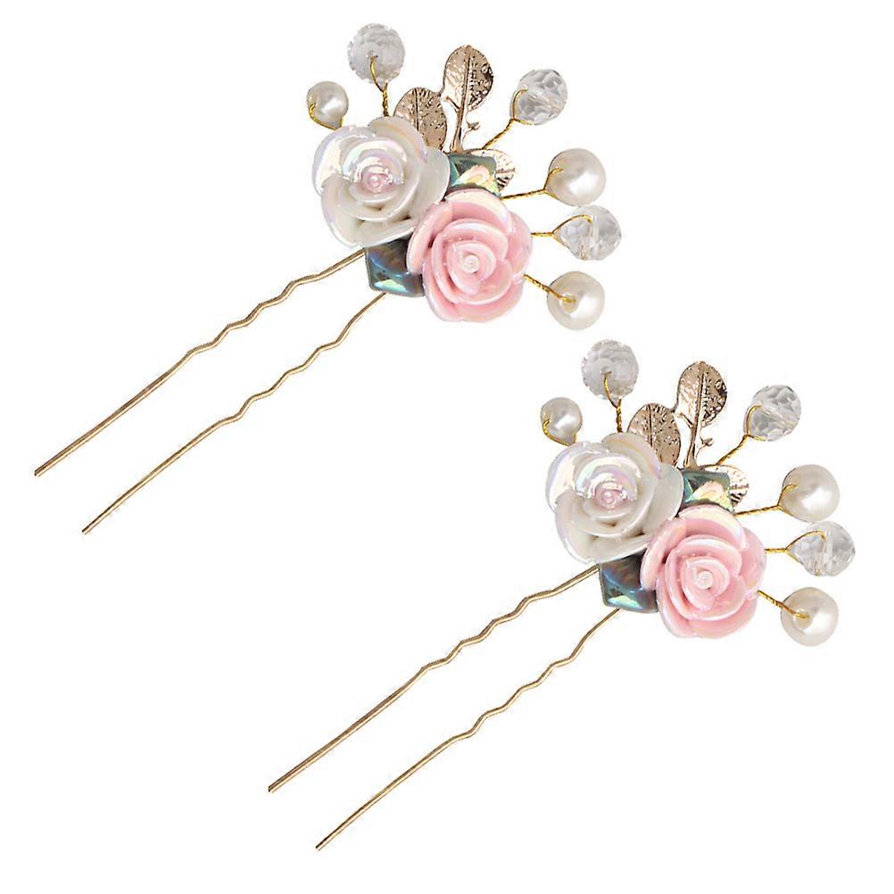 Pearl Hair Clips with Golden ABS Material for Decoration Use in Vintage Simple Style 2 Pcs