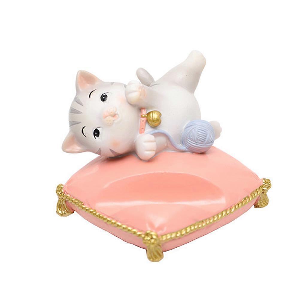 Adorable Cat Shaped Phone Bracket Made of Resin for Desk or Car Decor Multi Color