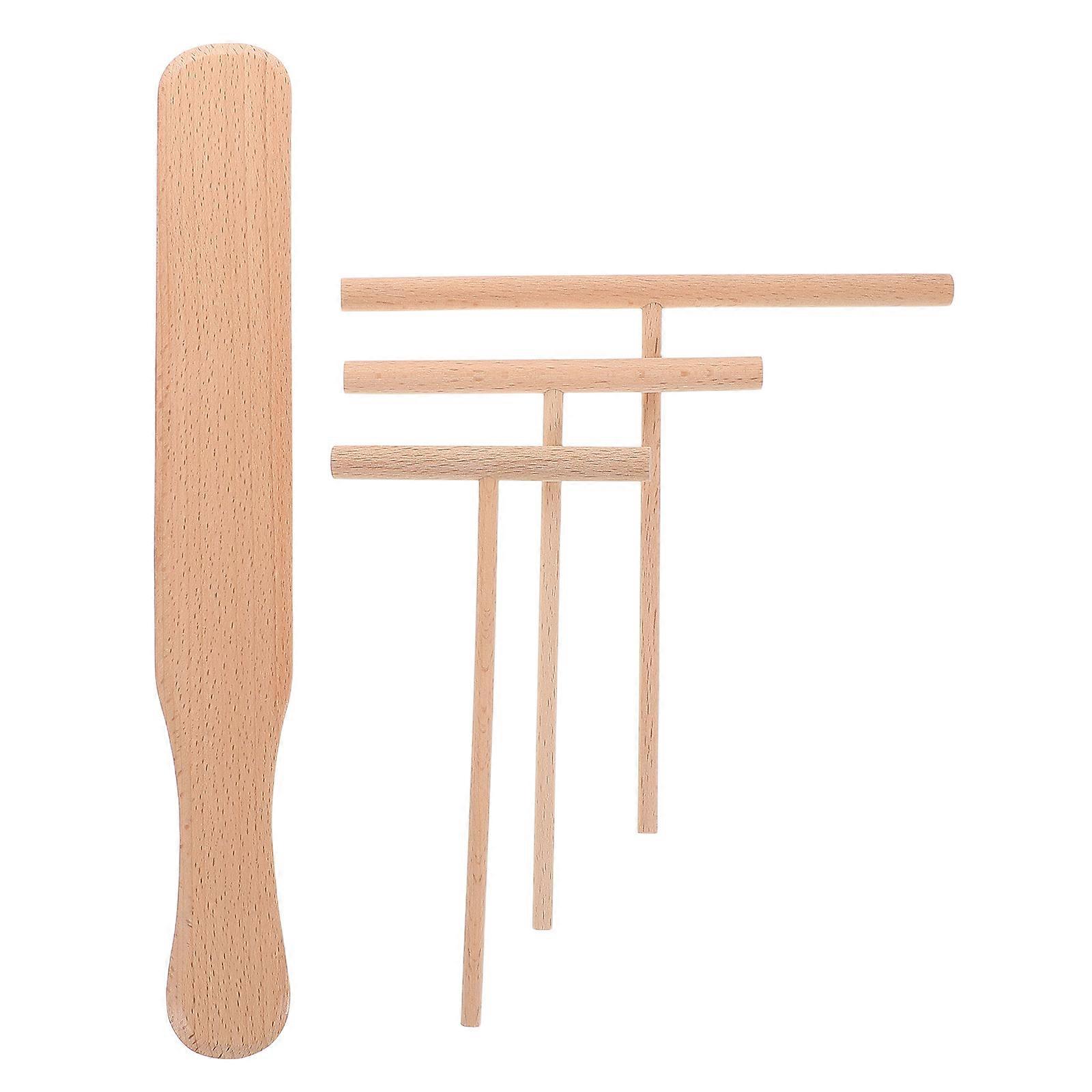 Light Yellow Wooden Tool for Kitchen Use Easy to Clean Essential Kitchen Helper 4 Pcs Set