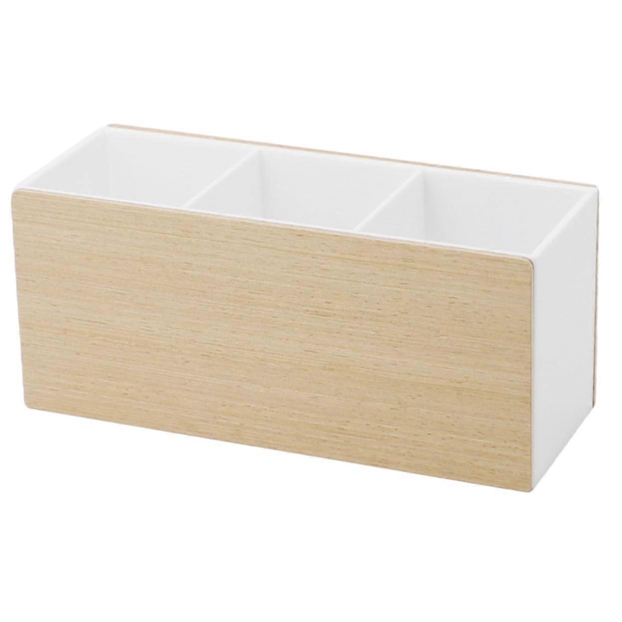 Multifunctional Wooden Storage Box With Compartments For Office Bedroom And Bathroom Organize Remotes Pens And Tiny Items