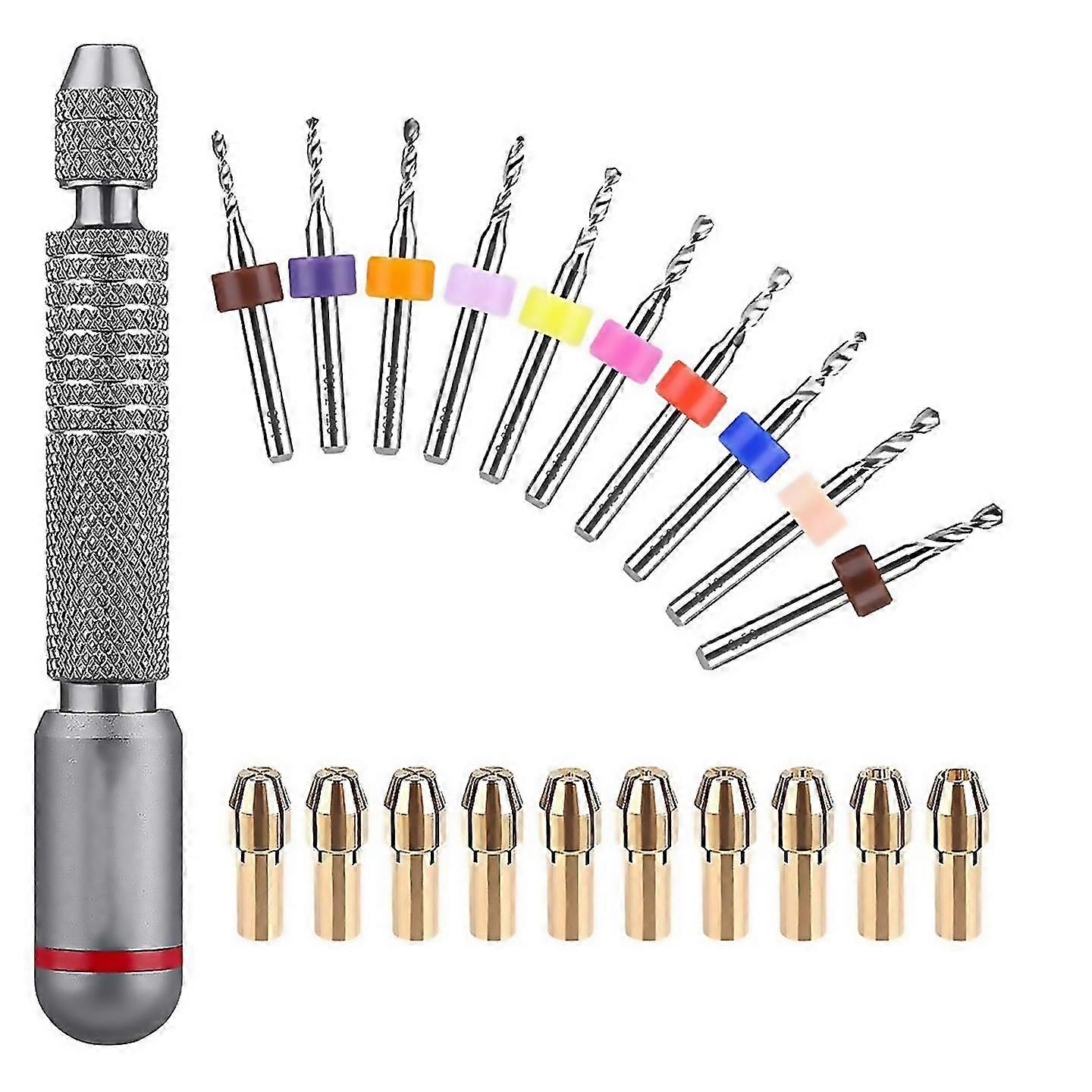 For hand drill bits set 10pcs metal mini pin vise hand drill bits10pcs microtype chuck collet for