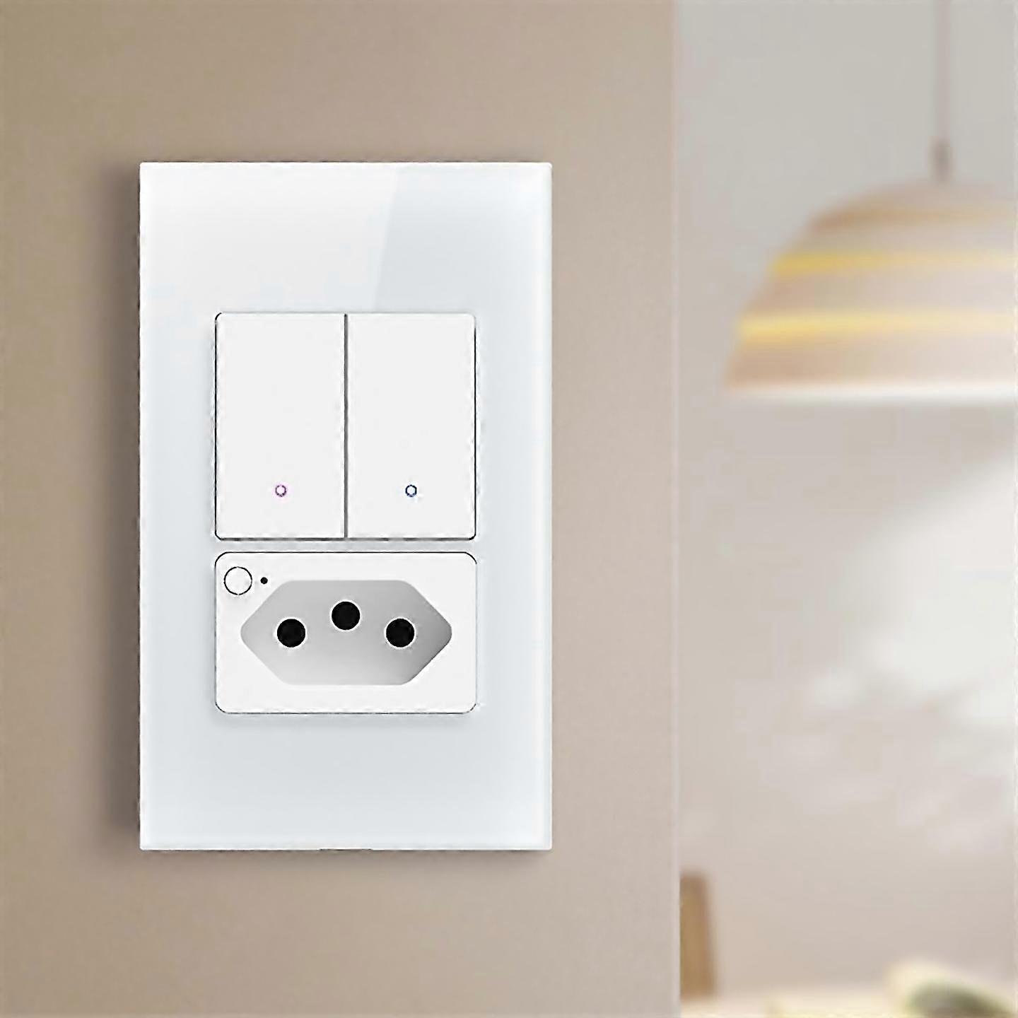 For tuya wifi smart switch brazil socket required 2 gang light switch work voice control smart switc