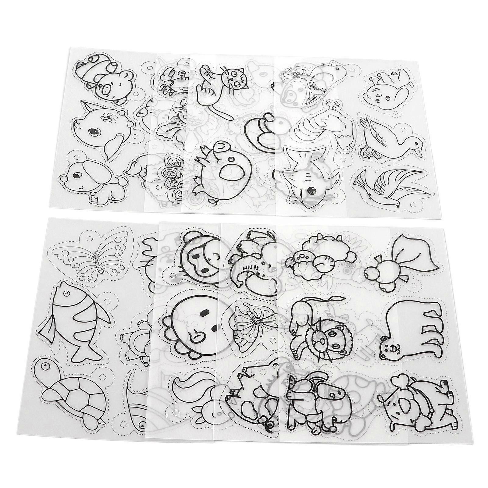 Heat Shrink Sheets 8 Pcs Hand Painted DIY Printing with Pattern Filling for Kids Craft School Project DIY OrnamentsAnimal Series JS 81 