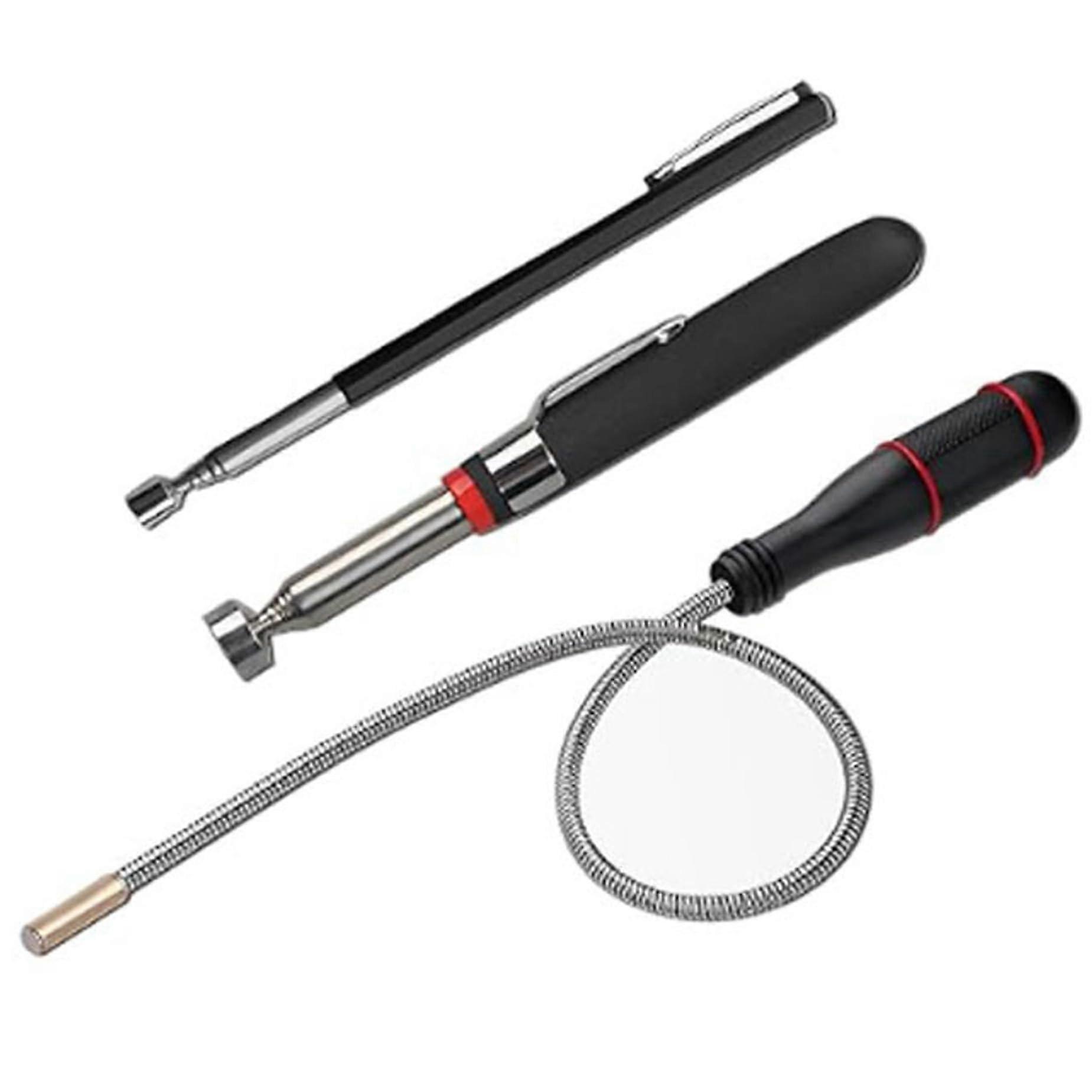 3Pcs Telescoping Magnetic Pickup Tool Set, Flexible Spring Magnet Stick for Retrieving Metal Nuts, Bolts, Screws