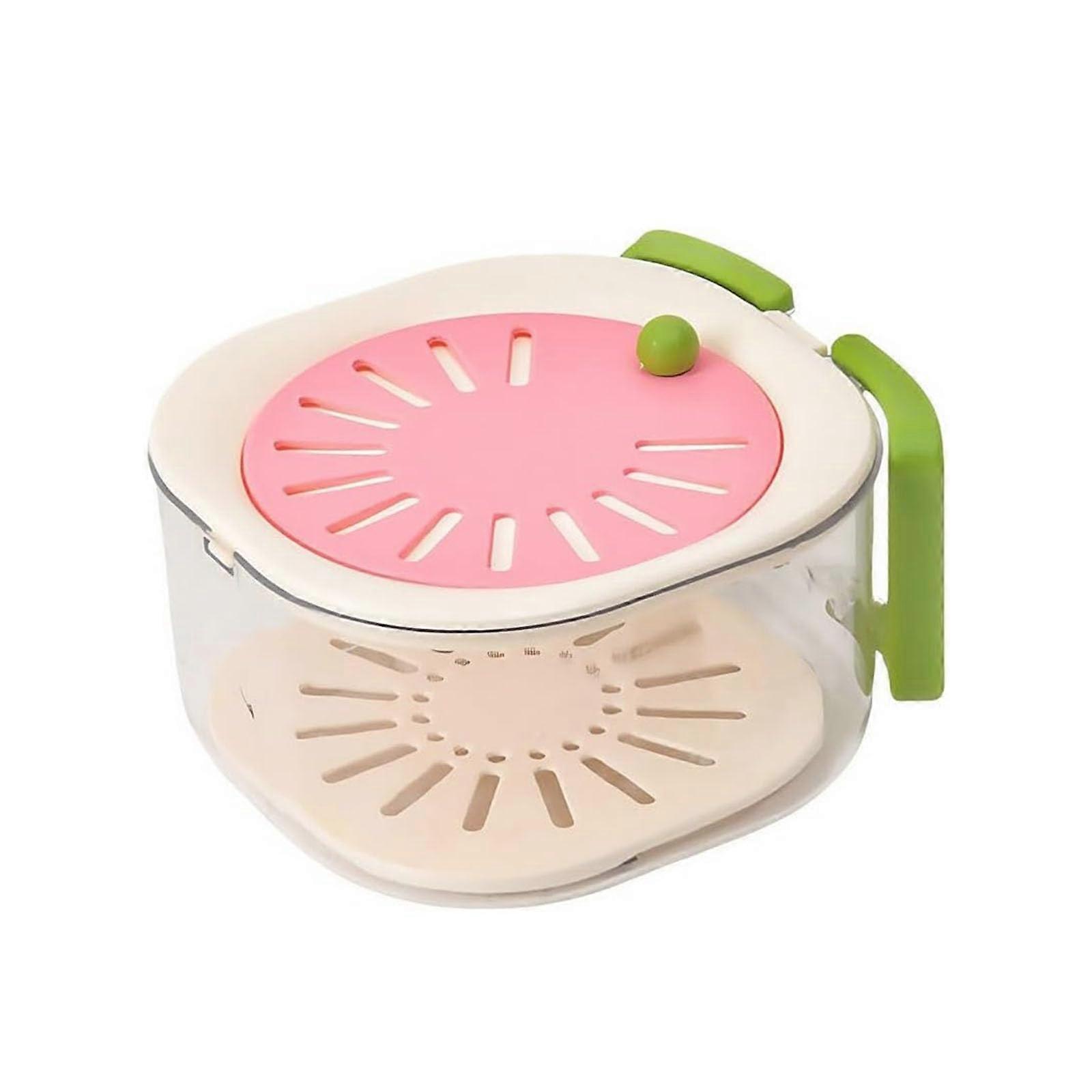 Fruit Washing Bowl with Strainer, 2 in 1 Draining Basket with Handle and Lid (Pink)