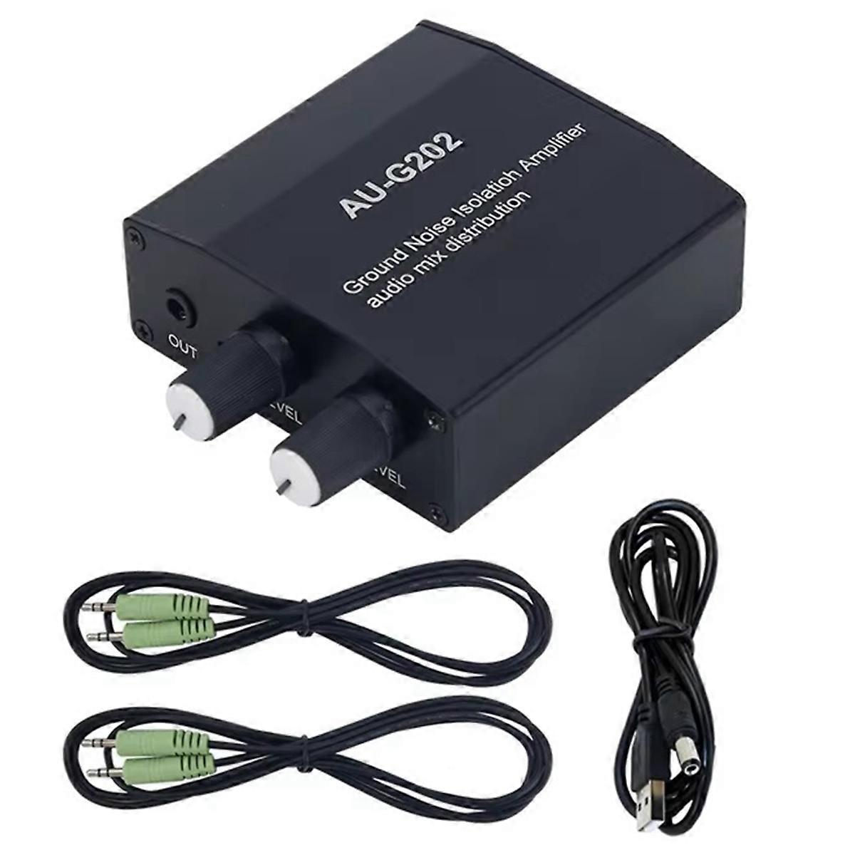 AU-G202 Ground Loop Noise Isolator Audio Mixer for PC Game Consoles