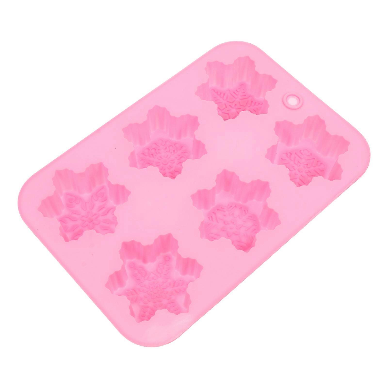Silicone Snowflake Soap Mold Diy Mold Pink Material for Baking 1Pcs