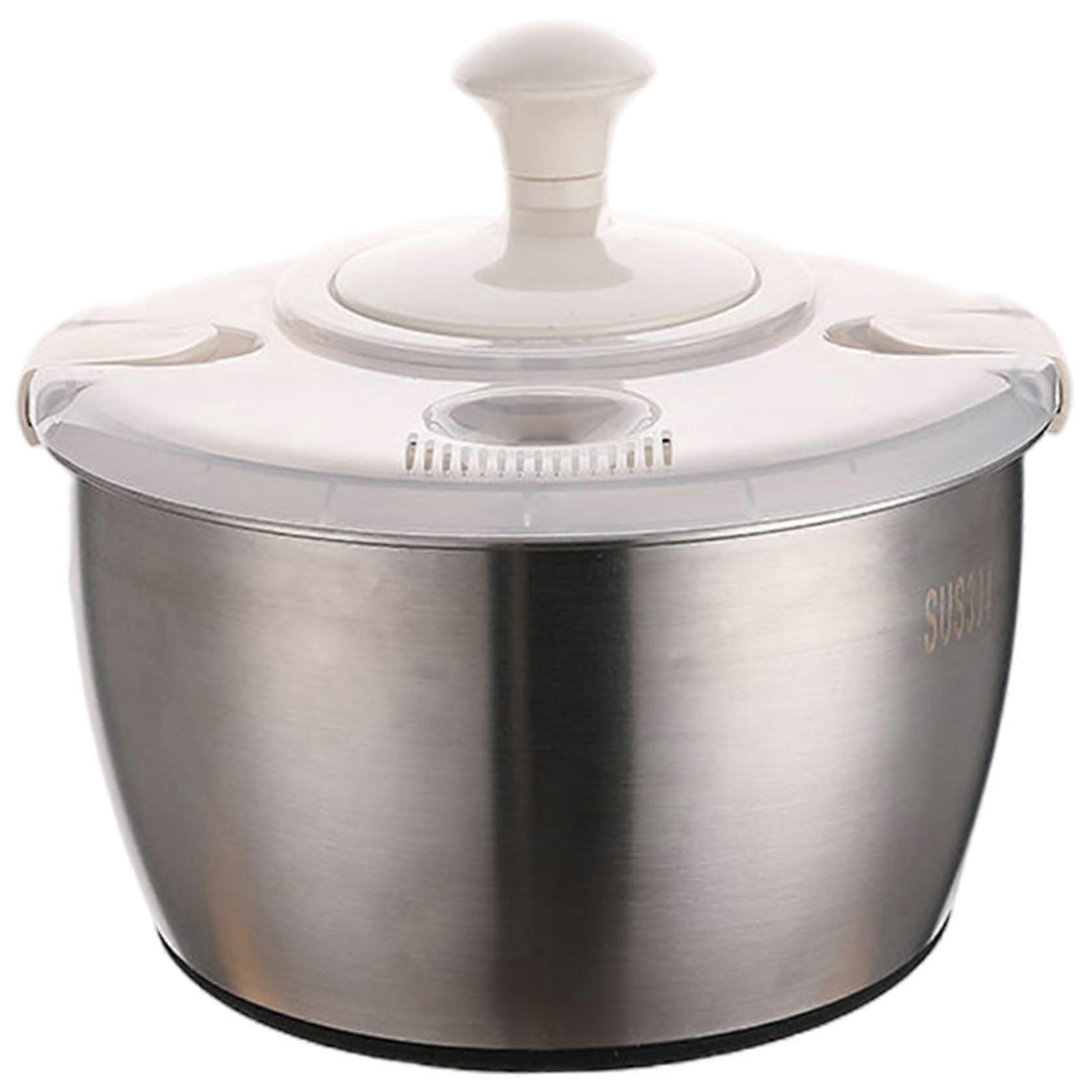 Salad Spinner 5L Dual Layer Stainless Steel PP with Rotating Handle Ref: 1947