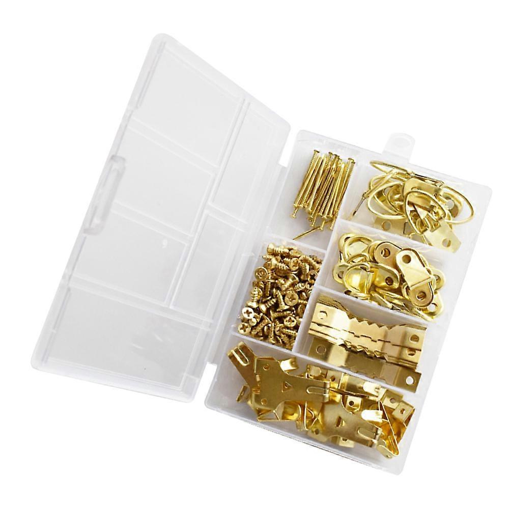 Metal Panel Hooks Frame Hooks for Picture Hanging Golden Material for Wall Mounting 1 Set