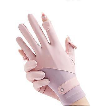 Rutschfeste Fahrradhandschuhe aus Eisseide, leichte Sonnenschutzhandschuhe für Damen und Herren, pink und lila