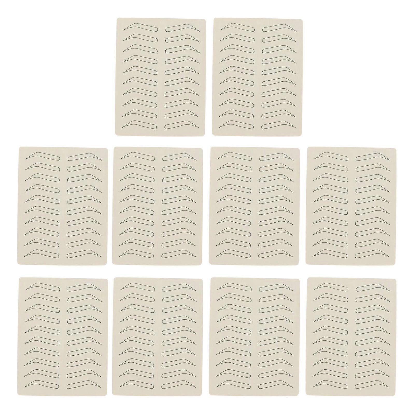 10 Pcs Microblading Practice Skin Silicone 1mm Thickness Single Sided Pattern Black Inkless Microblading Supplies