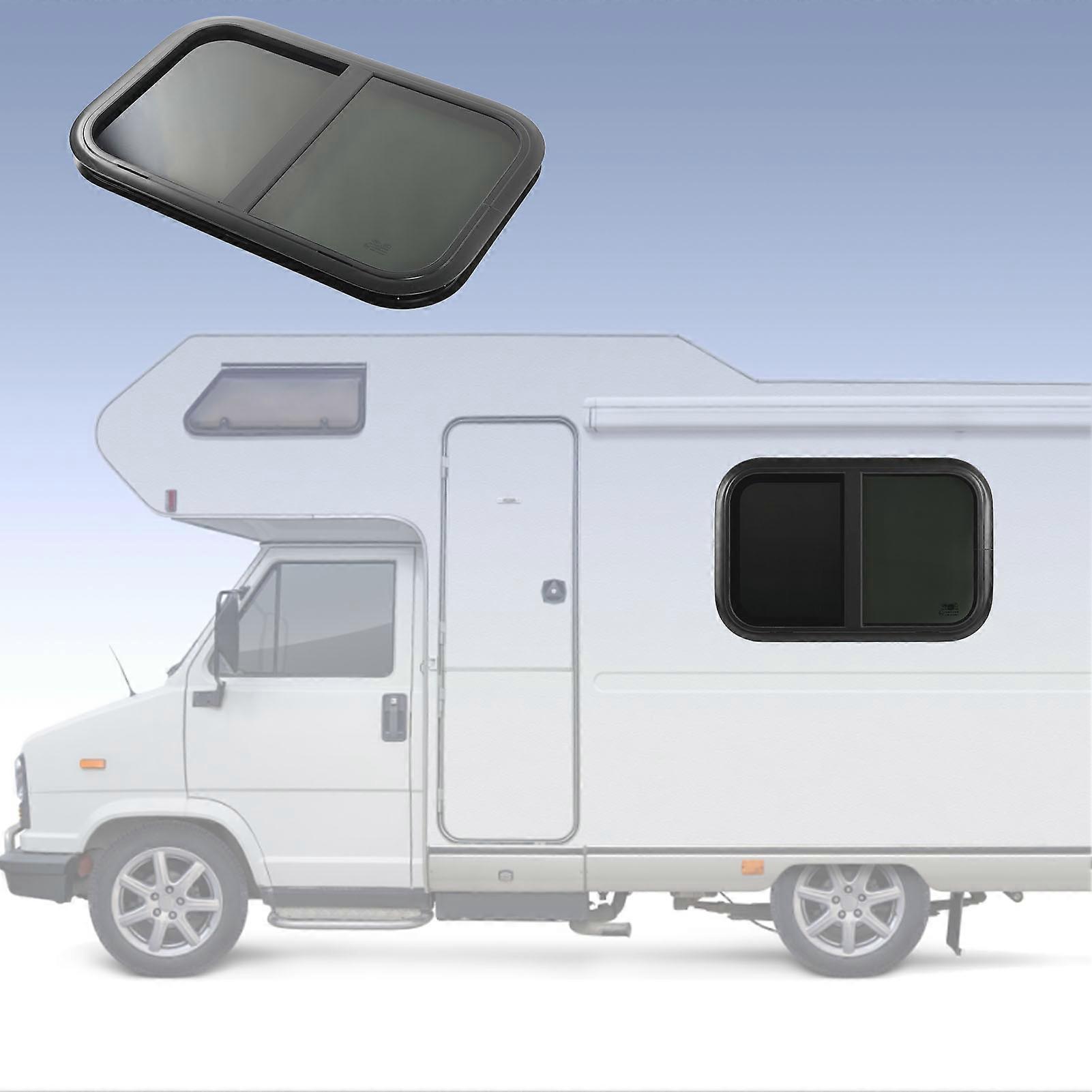 27.6x17.7in Black Horizontal Sliding RV Window with Insect Net