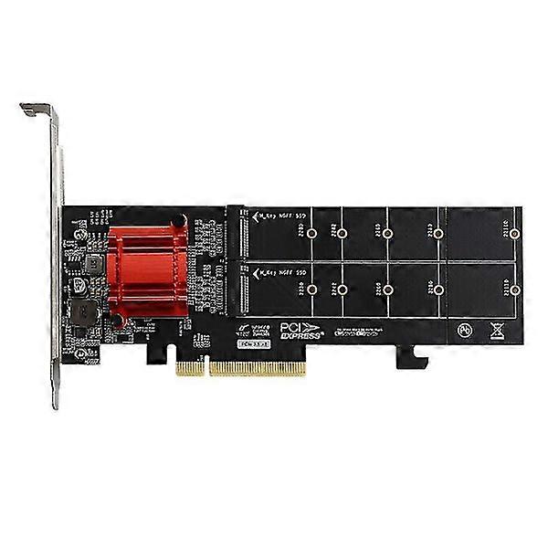 Pcie3.1 X8 to Dual M.2 Expansion Card Asm1812 Chip Supports Nvme Protocol Full Speed Expansion Card Black