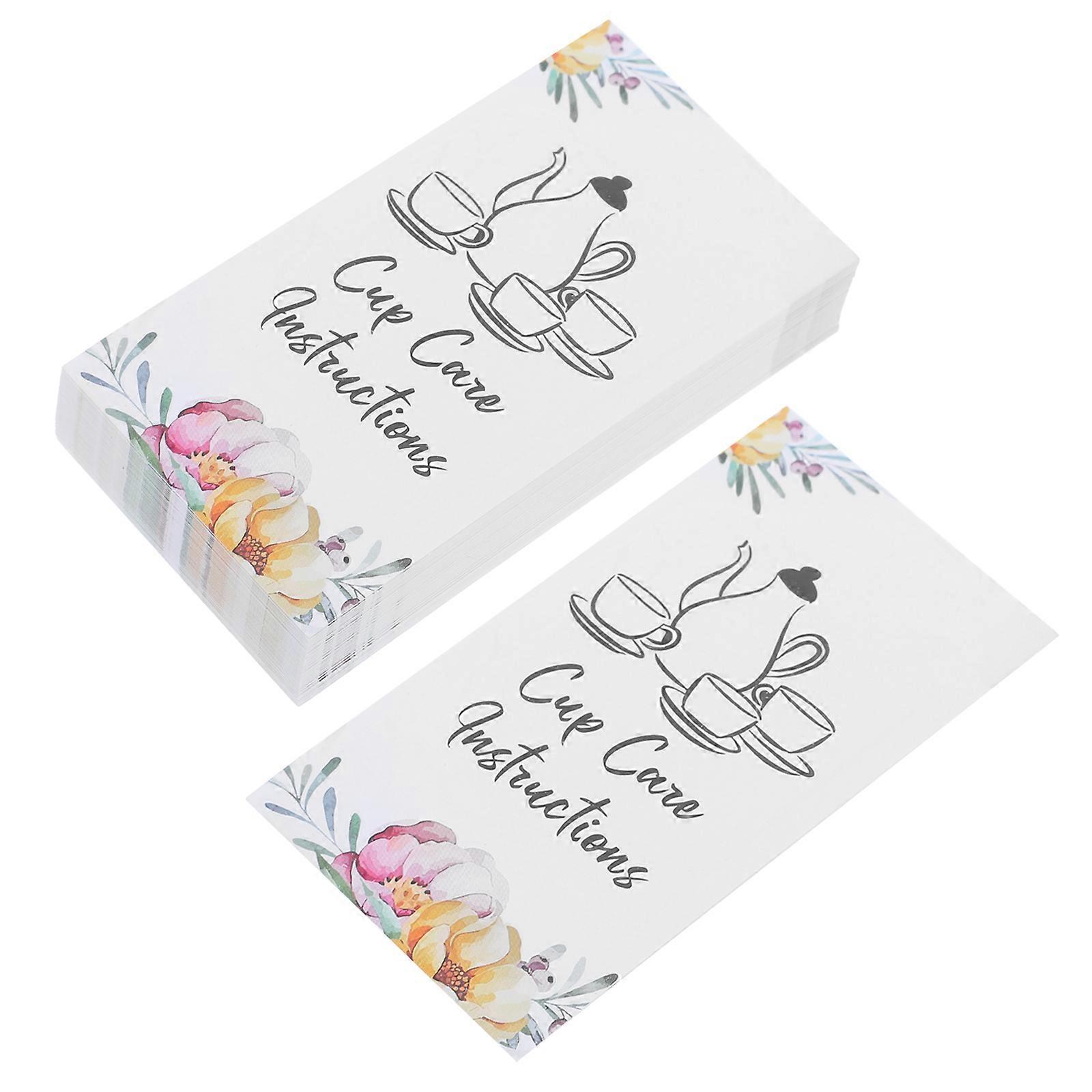 Cup Care Instruction Cards Paper Guide Tags for Stores 100Pcs Package