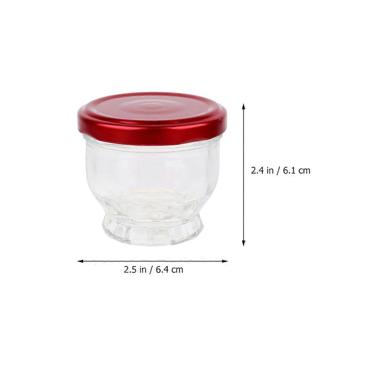 Red Glass Dessert Containers Perfect for Pudding Honey or Yogurt 4 Pieces 75ml Each