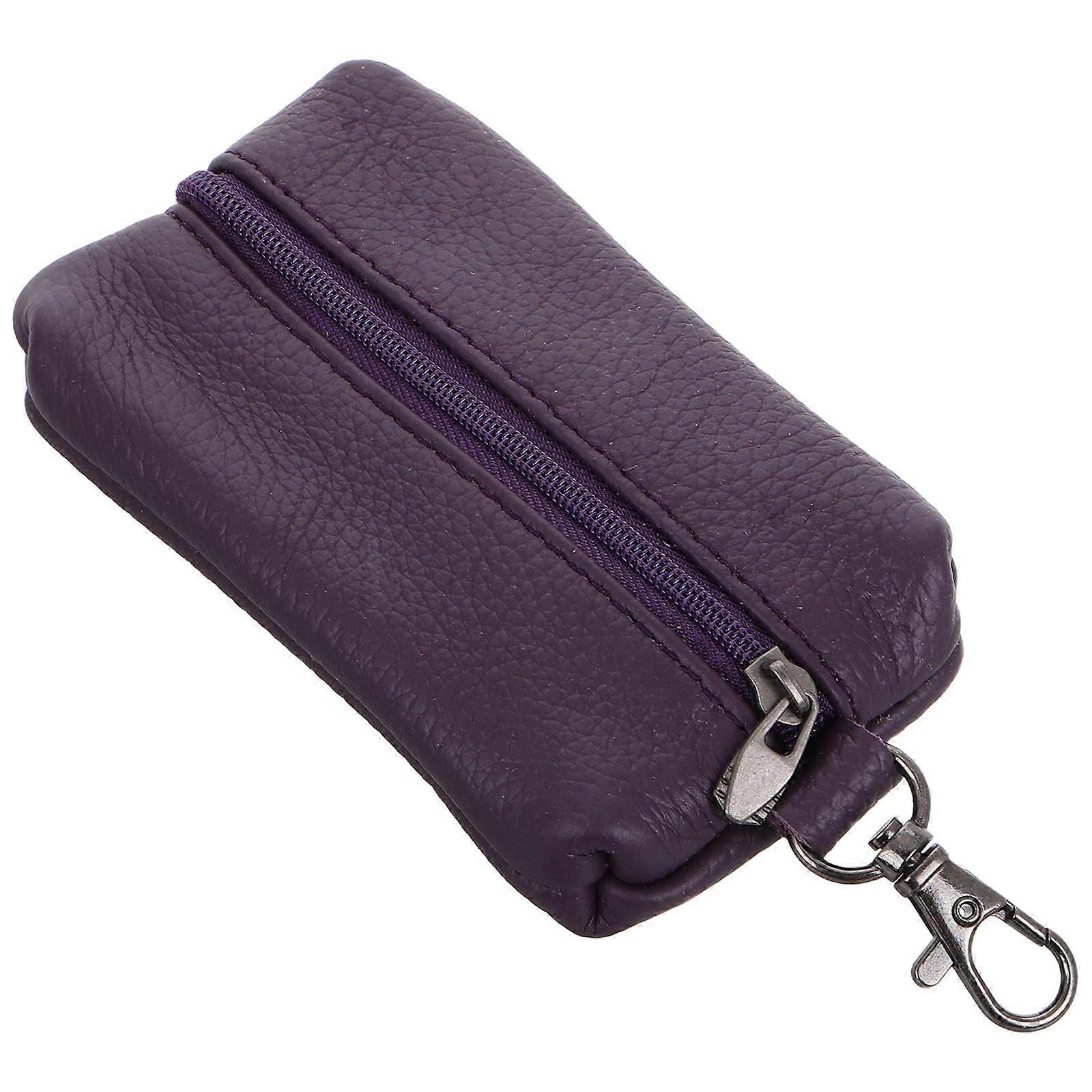 Purple Key Case with Ring for Car Keys and Cards Versatile Card Holder and Coin Organizer with