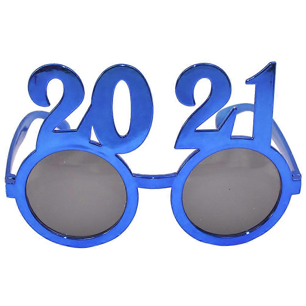 PC Material Funny New Year Glasses for Decoration and Photography Lightweight Comfortable Blue