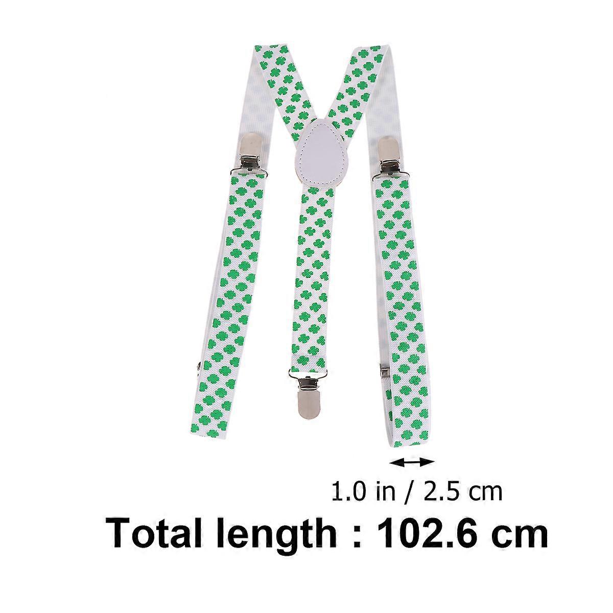 Multi Clover Suspenders with Elastic Clips for Holding Pants Comfortably Adjustable 2.5cm Width