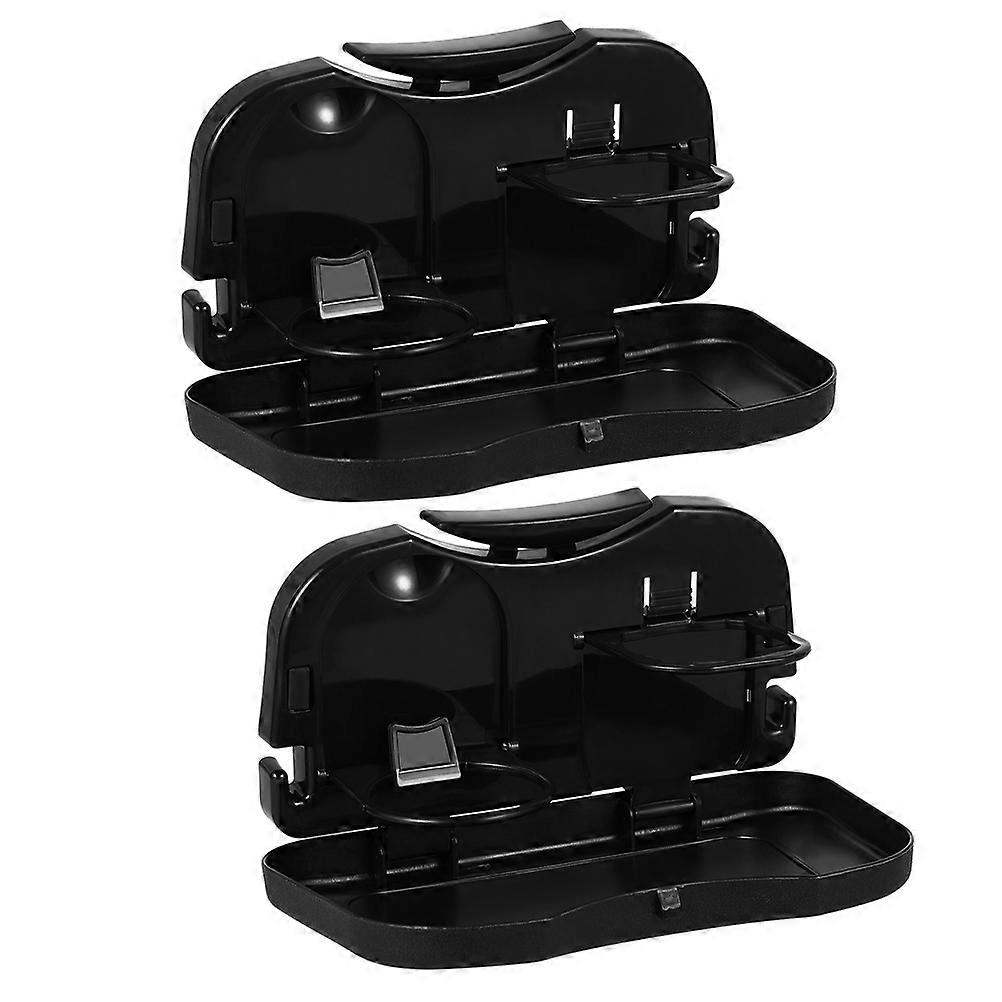 Black Foldable Car Table with Storage for Dining Tray and Desk Use 2pcs