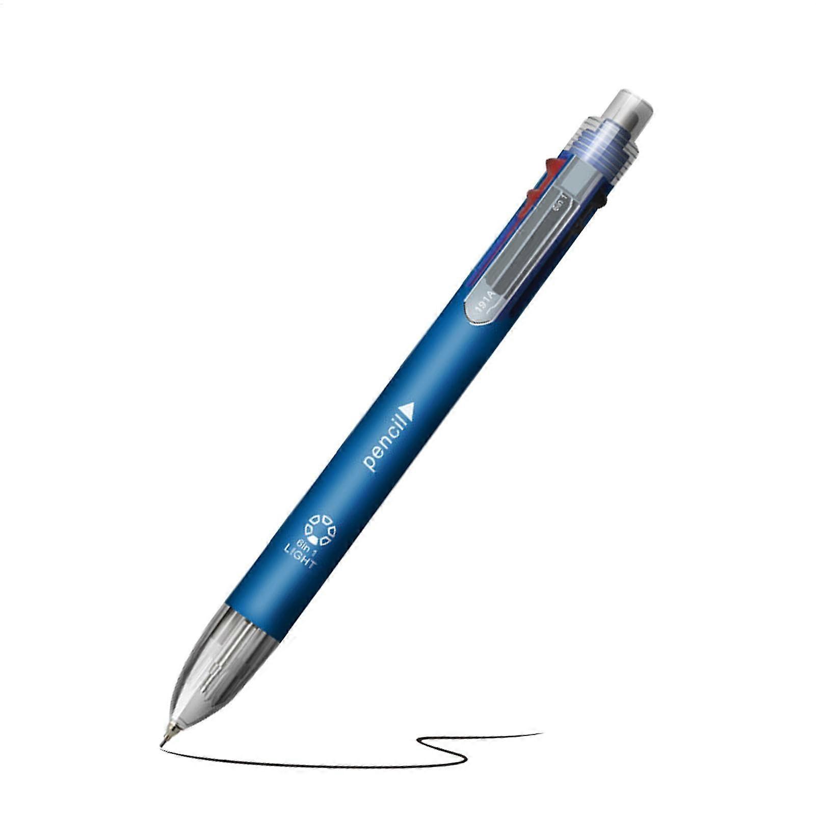 Ballpoint Pens - 5 Color Smooth Writing Retractable Pens for School Office Use, Spring-Loaded, Blue Ink