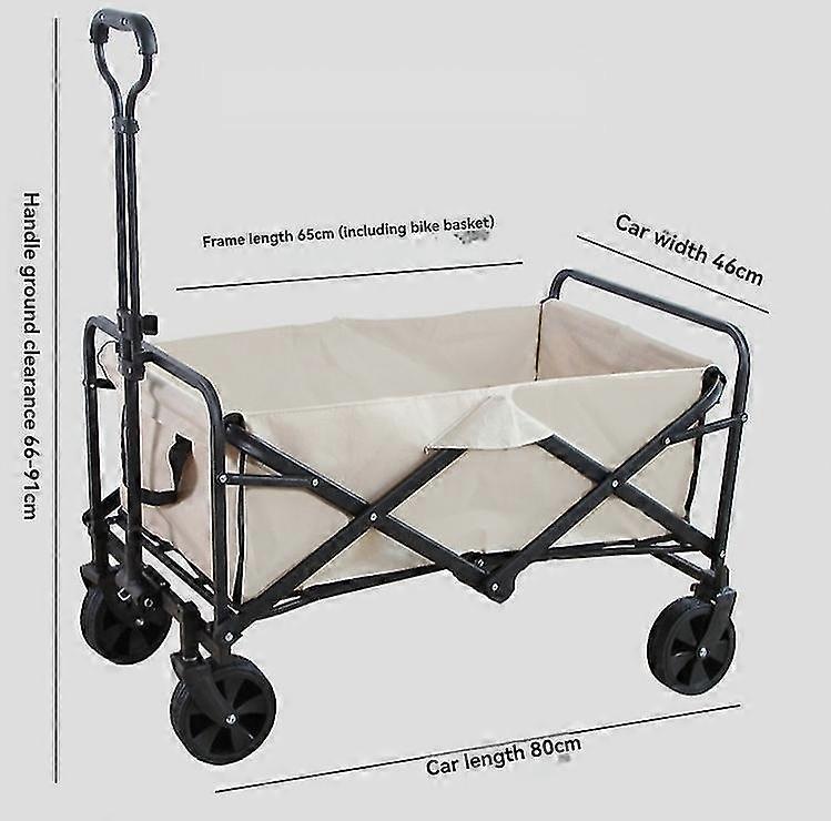 Foldable trolley with 5-inch rubber universal wheels (off-white)