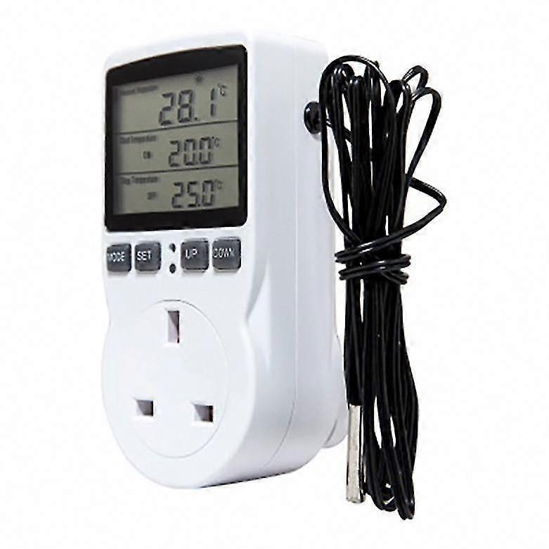 Digital Temperature Controller Power Outlet EU Plug Thermostat with Timer Switch Sensor Probe for Heating and Cooling