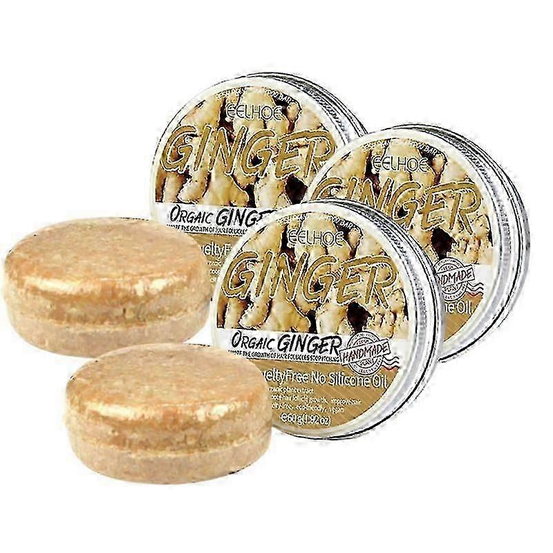 3 قطع الطبيعية الزنجبيل الشعر إعادة نمو الشعر شامبو بار، يعزز نمو الشعر، مكافحة تساقط الشعر شامبو الصابون