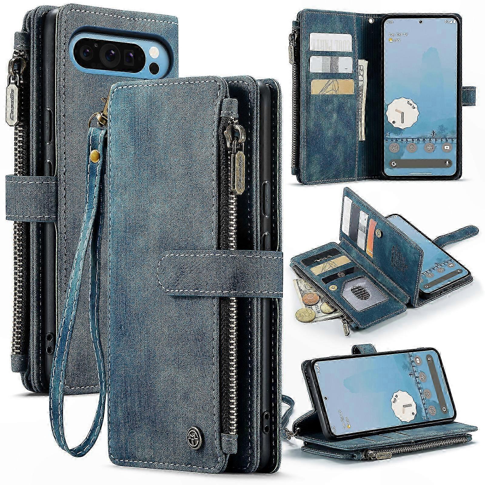 Leather Phone Case with Card Slots and Zipper Wallet Functionality