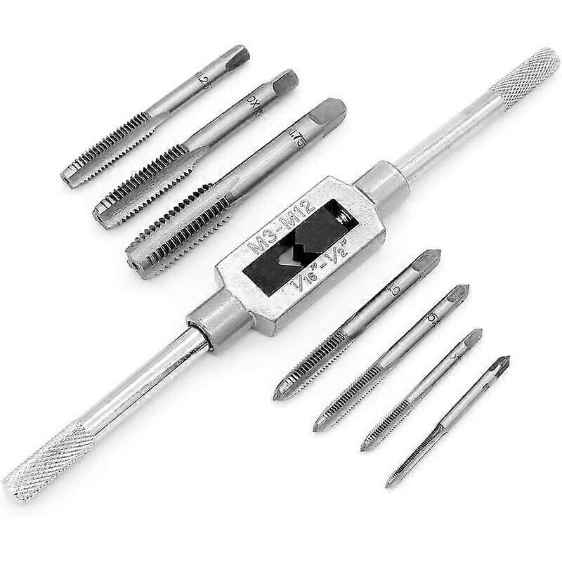 Parts Metric Tap Set - Adjustable Metric Hand Thread Tap with Wrench - M3 M4 M5 M6 M8 M10 M12