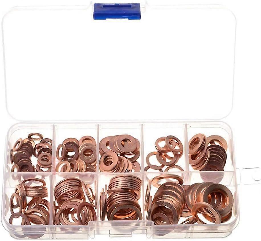 200 Pieces 9 Specifications Gaskets Sealing Ring, Copper Washers, Copper Washers